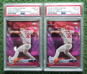 Jack Flaherty 2 Card Lot 2018 Topps Chrome Update #HMT18 Pink Refractor RC PSA 9 - Picture 1 of 2