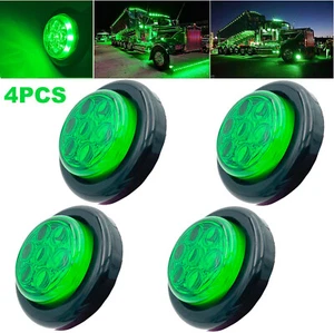 4x 2" Inch Green LED Light Round Clearance Side Marker Lights Truck Trailer 12V - Picture 1 of 11
