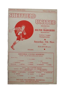 1936 Sheffield United Res v Bolton Wanderers Res 7th Nov Central Leg Championshi - Picture 1 of 12