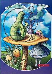 Alice in Wonderland and Absolem the Blue Caterpillar Vintage Novelty Poster 23.5 - Picture 1 of 12