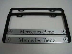2 Brand New "MercedesBenzRev" BLACK Metal License Plate Frame Front&Rear - Picture 1 of 3