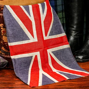 Charming Small Vibrant Antique England British Union Jack Flag - Picture 1 of 9