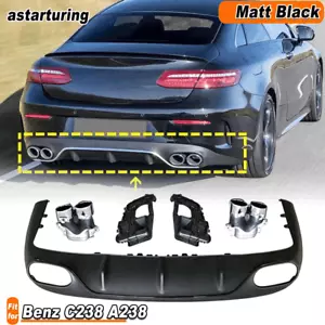 For Benz C238 A238 E400 E500 Sport 2017-2020 Matt Black Rear Bumper Diffuser Lip - Bild 1 von 6