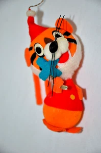 "Adorno de Navidad vintage de fieltro de tigre flocado naranja 4""" - Imagen 1 de 9