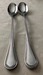 BEADED ANTIQUE Towle Set of 2 Iced Tea Spoons Stainless 18/8 Germany Flatware LN - Picture 1 of 5