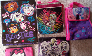 Monster High Lot Accessories Cross Body Purse Folders Pencil holders Lunch Bag