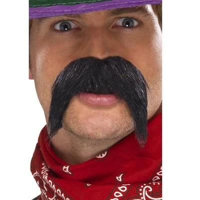 SMIFFYS Mexican Moustache Gringo Big Bushy Fancy Dress Tash Black Adults Men Carnival
