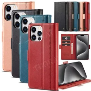 Magnet Leder Schutz Handy Tasche Für iPhone 16 15 14 13 Pro Max Plus 7/8/SE Case - Picture 1 of 62