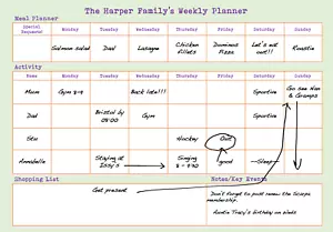 Family Household Weekly Planner A4 Re-useable Wipe Clean To Do List Organiser - Picture 1 of 12