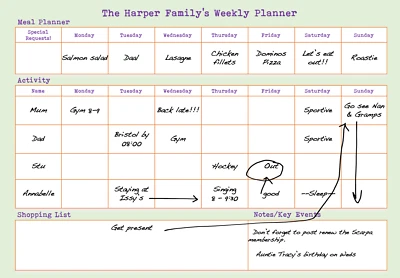 Family Household Weekly Planner A4 Re-useable Wipe Clean To Do List Organiser - Image 1 of 4