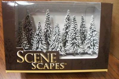BACHMANN SCENE SCAPES 3" - 4" PINE TREES w/ SNOW  9 TREES/BOX ANY SCALE - Image 1 of 2