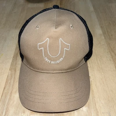 Sombrero de Camionero True Religion Logo Marrón y Negro Bordado Ajustable Talla Única Foto 1 de 4