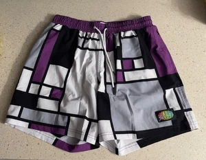 Pantalones cortos de voleibol de playa forrados a cuadros multicolores grandes Slunks para hombre - Imagen 1 de 3