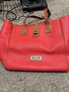 Dooney & Bourke Red Pebble Soft Leather Bag Tote Shopper Vintage - Picture 1 of 13