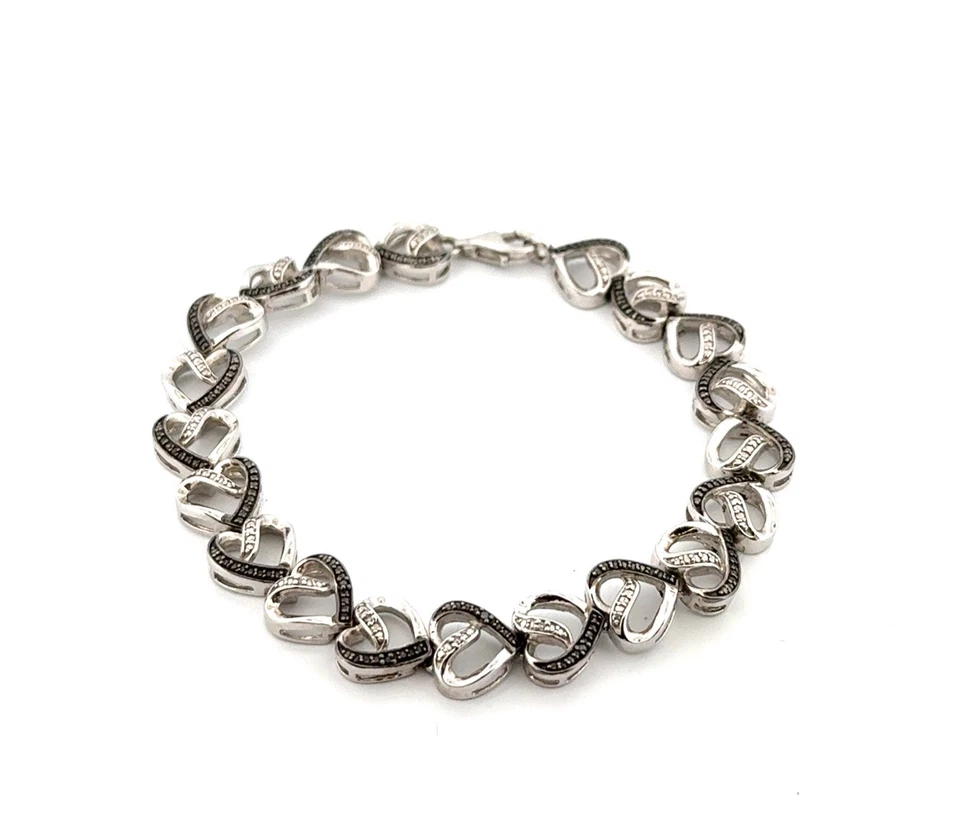 7.5” Jared 925 Sterling Silver Open Heart Link Bracelet w/ Box 17.7g - Image 1 of 4