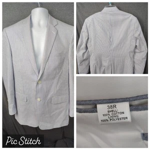 Saddlebred Herren Blau Weiß Streifen Seersucker Blazer Sport Mantel Größe 38R. NEU - Bild 1 von 13