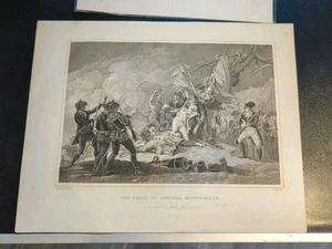 1775 LA MUERTE DEL GENERAL MONTGOMERY AUTÉNTICA PLACA DE LIBRO GRABADO ANTIGUO - Imagen 1 de 12