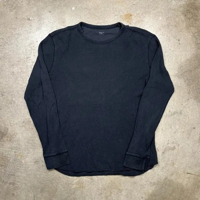 Camisa térmica de manga larga Gap Waffle Knit negra descolorida desgastada Foto 1 de 4