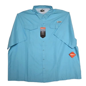 New HABIT 4XL Blue Breakwater Shirt S/S Button Up UPF 40 Pockets Lightweight - Picture 1 of 11