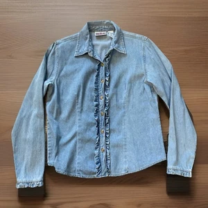Vintage Bill Blast Ruffle Jeans Blouse M Hippie 60’s - Picture 1 of 10