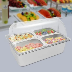 4-Grid Stainless Steel Serving Container Flip Fruit Basin Food Serving Container - Bild 1 von 13