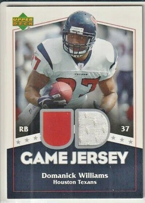 Camisetas Domanick Williams 2007 Upper Deck Game #UDGJ-DW-Houston Texans Foto 1 de 2