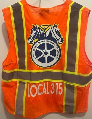 🚧TEAMSTERS UNION ORANGE REFLECTIVE PPE SAFETY VEST 🦺ADD YOUR LOCAL FREE M-4XL - Image 1 of 2