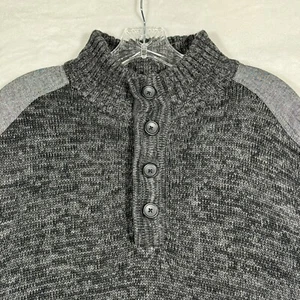 Method Quarter Button Sweater Mens Large  Dark Gray Long Sleeve Shirt - Picture 1 of 7