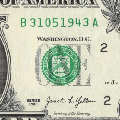 MAY 31 1943 Birthday Date Note Fancy Serial Number One Dollar Bill - Image 1 of 4