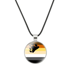 Collar Redondo Unisex Gay Oso Orgullo Pata Estampado Marrón Blanco Negro Rayas con Cordón - Imagen 1 de 1