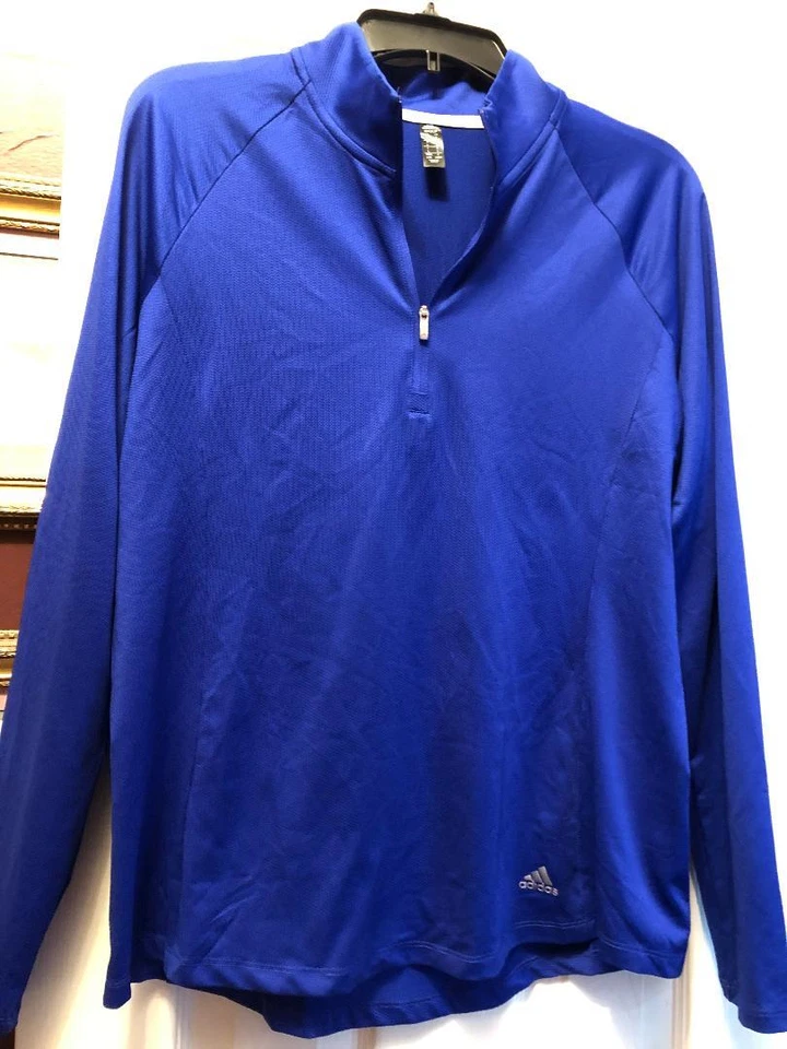 全新带标签 女士 ADIDAS LUCID 皇家蓝色长袖模拟高尔夫网球衬衫 M & L — 第 1/1 张图片
