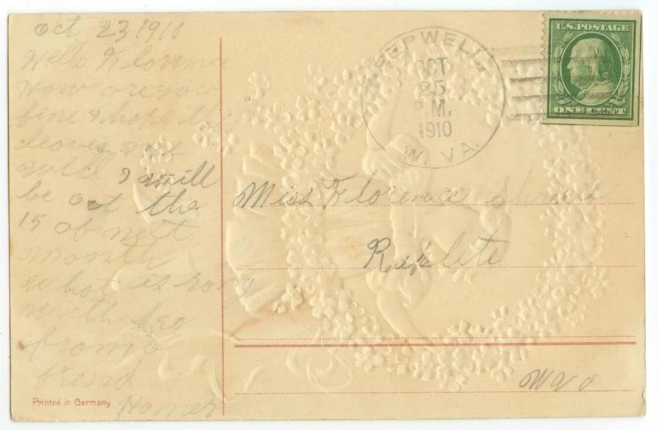 1910 Deepwell West Virginia DPO 1909-1931 Nicholas Co - Homer to Replete - Image 1 of 1