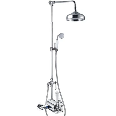 Traditional Rigid Riser Handset Kit with Exposed Concentric Thermostatic Valve - Image 1 of 4