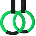 Gymnastic Rings 1100lbs Capacity - Adjustable Straps, Non-Slip - Green