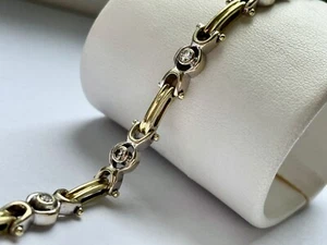 ARMBAND mit 8 natürlichen Tw/Vsi BRILLANTEN 585 / 14 K GOLD - Picture 1 of 10
