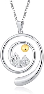 Mountain Ring Holder Necklace 925 Sterling Silver Wedding Engagement Ring Keeper - Picture 1 of 5