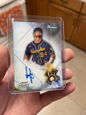 2021 Bowman Sterling Baseball Hedbert Perez Auto Milwaukee Brewers BSPA-HP - Image 1 of 3