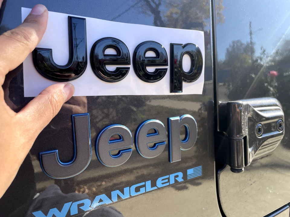 2 (two) 2018-2024 JEEP Wrangler/Gladiator Fender Emblem Black w/ BLack Outline - Image 1 of 4