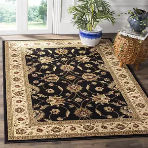 Lyndhurst Collection Area Rug - 6'7" X 9'6", Black & Ivory, Traditional Oriental - Picture 1 of 5