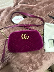 Gucci GG Marmont Retired Velvet Matelasse Small Camera Bag - Picture 1 of 10