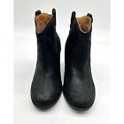 Clarks Indigo Ankle Booties Womens Pull On Heeled Black Leather Size 8M