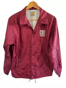 carhartt maroon state coach jacket size L stud fastening pockets logo - Picture 1 of 15