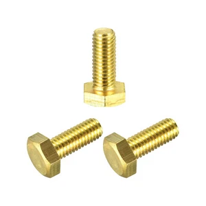 Brass Hex Bolts, M8x20mm 3pcs Fully Thread Grade 4.8 Machine Screws - Picture 1 of 5