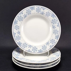 4 Oneida Majesticware Frosty Saucer Plates Blue Winter Holiday Snowflake 6 5/8" - Picture 1 of 7