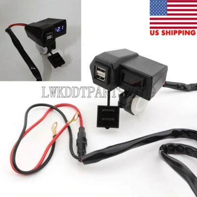 Dual USB Charger LED Voltmeter for Honda VTX 1300 1800 TYPE C R S N F T RETRO - Image 1 of 4