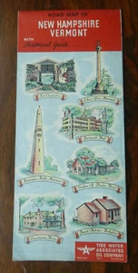 1952 New Hampshire Vermont road map Tydol Flying A oil gas pictorial - Picture 1 of 4