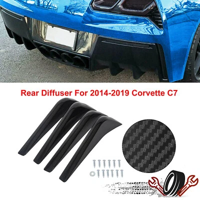4X/Set Rear Lower Air Diffuser Fins For Chevrolet Corvette C7 14-19 Carbon Color Foto 1 de 4