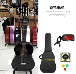 YAMAHA C40II BL BLACK CHITARRA CLASSICA 4/4 NERA C40 + BORSA ,ACCORDATORE, CORDE - Foto 1 di 8
