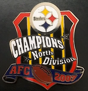 PITTSBURGH STEELERS Willabee Ward 2007 NORTH DIVISION CHAMPIONS LAPEL PIN & CARD - Picture 1 of 2