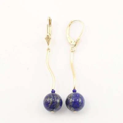 14kt Yellow Gold Leverback Blue Lapis Lazuli Dangling Earrings - Image 1 of 4